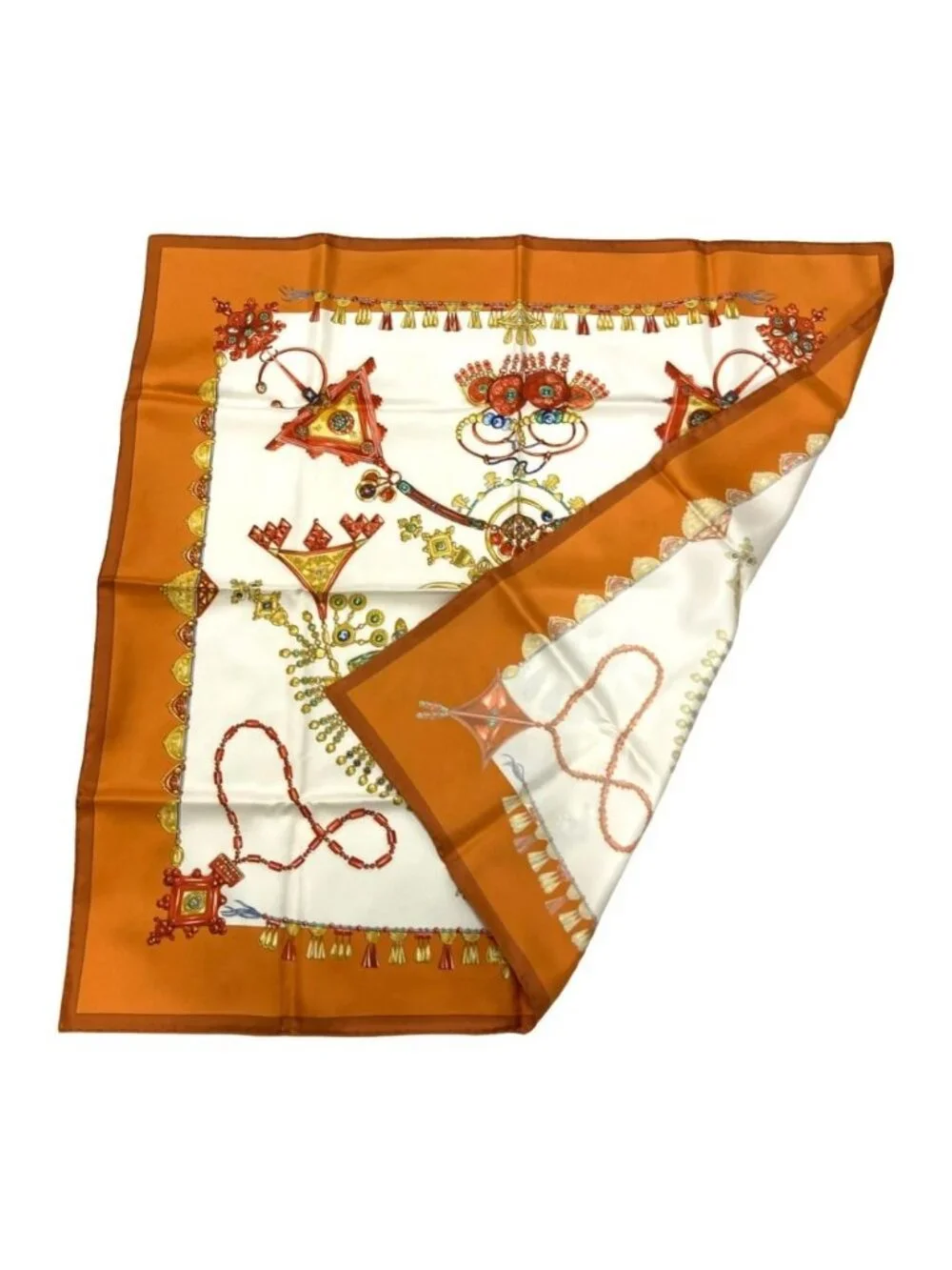 ★SOLD★ Hermes Parures Des Sables Carre 90 Desert Silk Scarf Orange - Picture 2 of 9